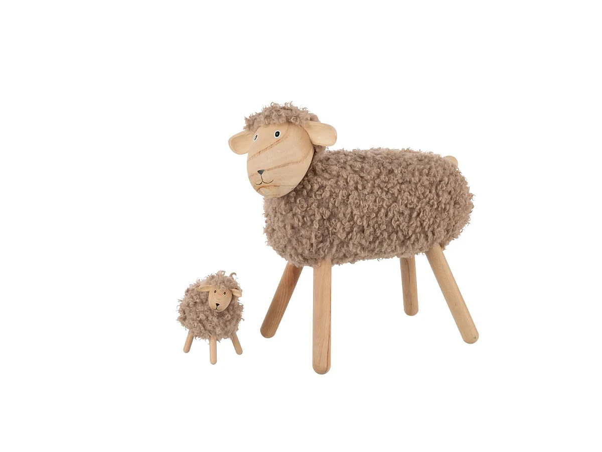Statuette Mouton en Bois "Chalet" 45cm Beige
