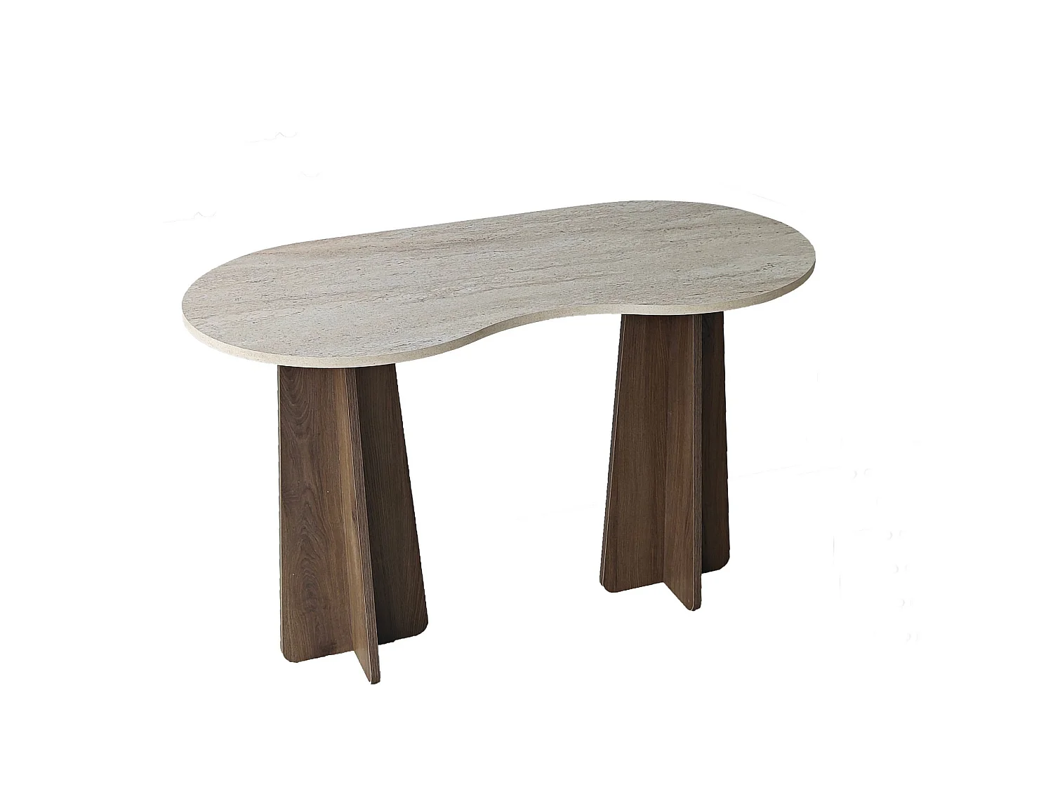 "Infini" Houten Bureau - 120 x 60 x 75 cm - Travertijn - Beige en Bruin - Met Opbergruimte