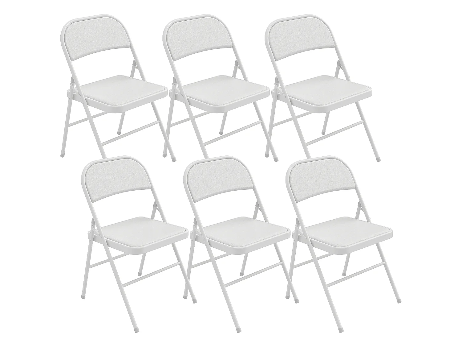 Lot de 6 chaises pliantes assise dossier rembourrés acier synthétique blanc