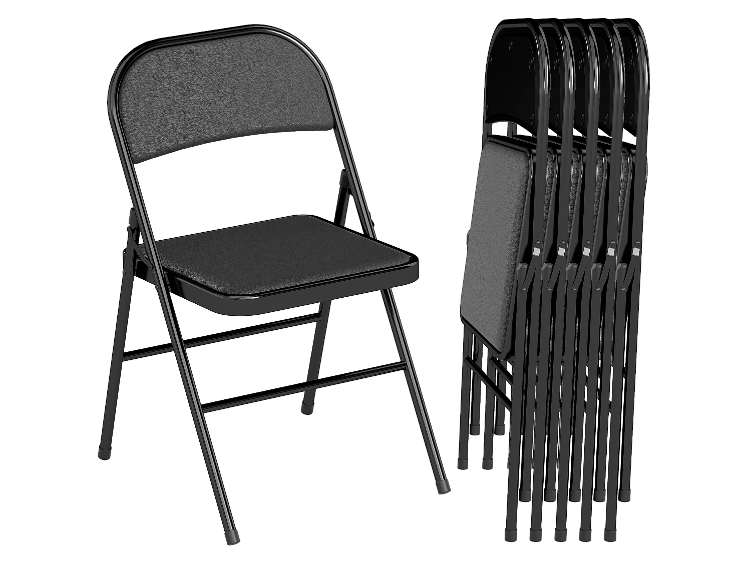 Lot de 6 chaises pliantes assise dossier rembourrés acier synthétique noir