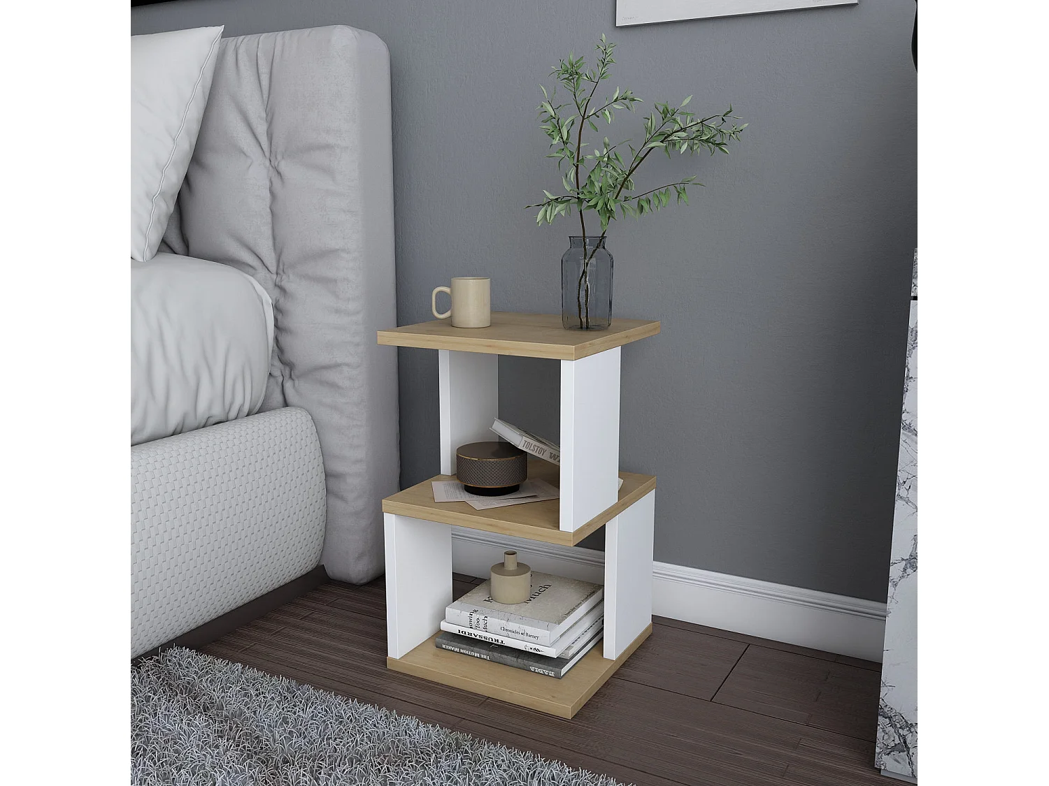 Carter" houten nachtkastje - 30 x 30 x 49 cm - Beige