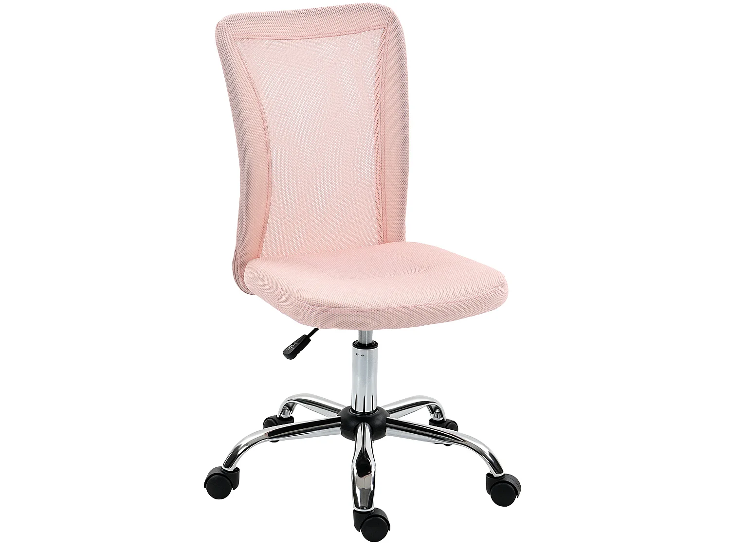 Chaise de bureau ergonomique hauteur réglable piètement chromé pivotant 360° revêtement rose
