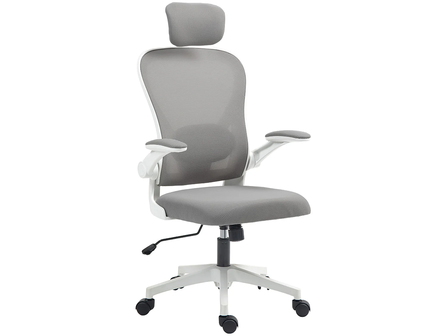 Chaise de bureau ergonomique inclinable réglable accoudoirs relevables maille résille gris