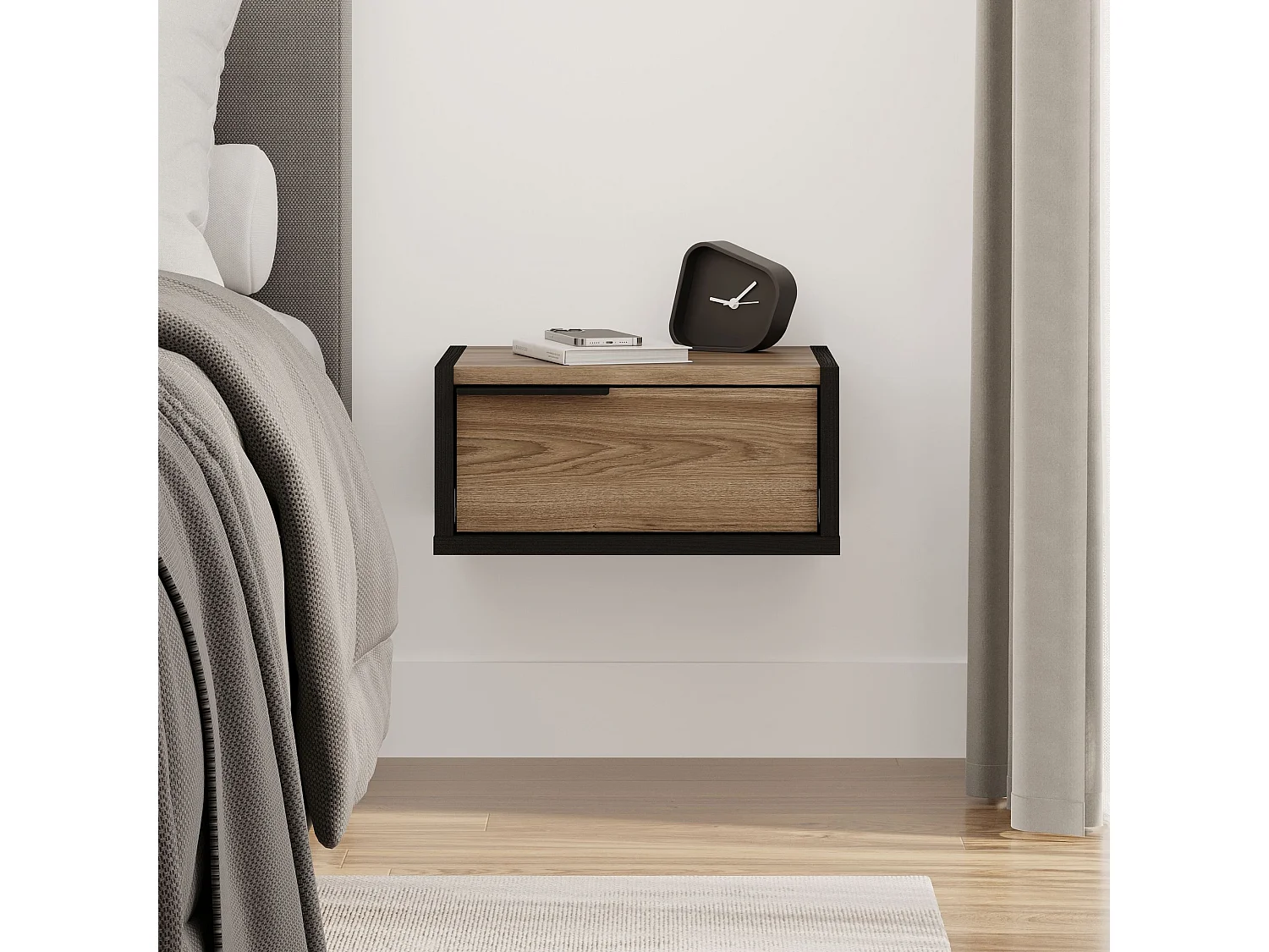 Table de chevet en bois "Eco" - 40 x 30 x 19 cm - Marron