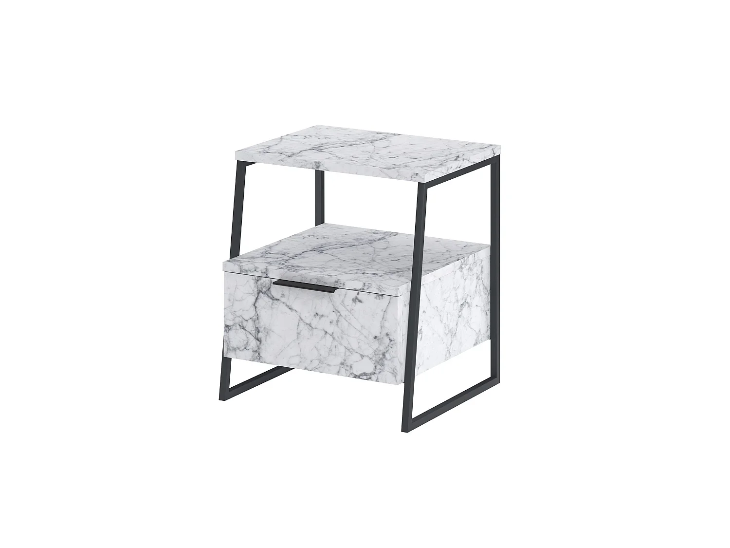 Pal" houten nachtkastje 45 x 40 x 50 cm - Carrara marmer