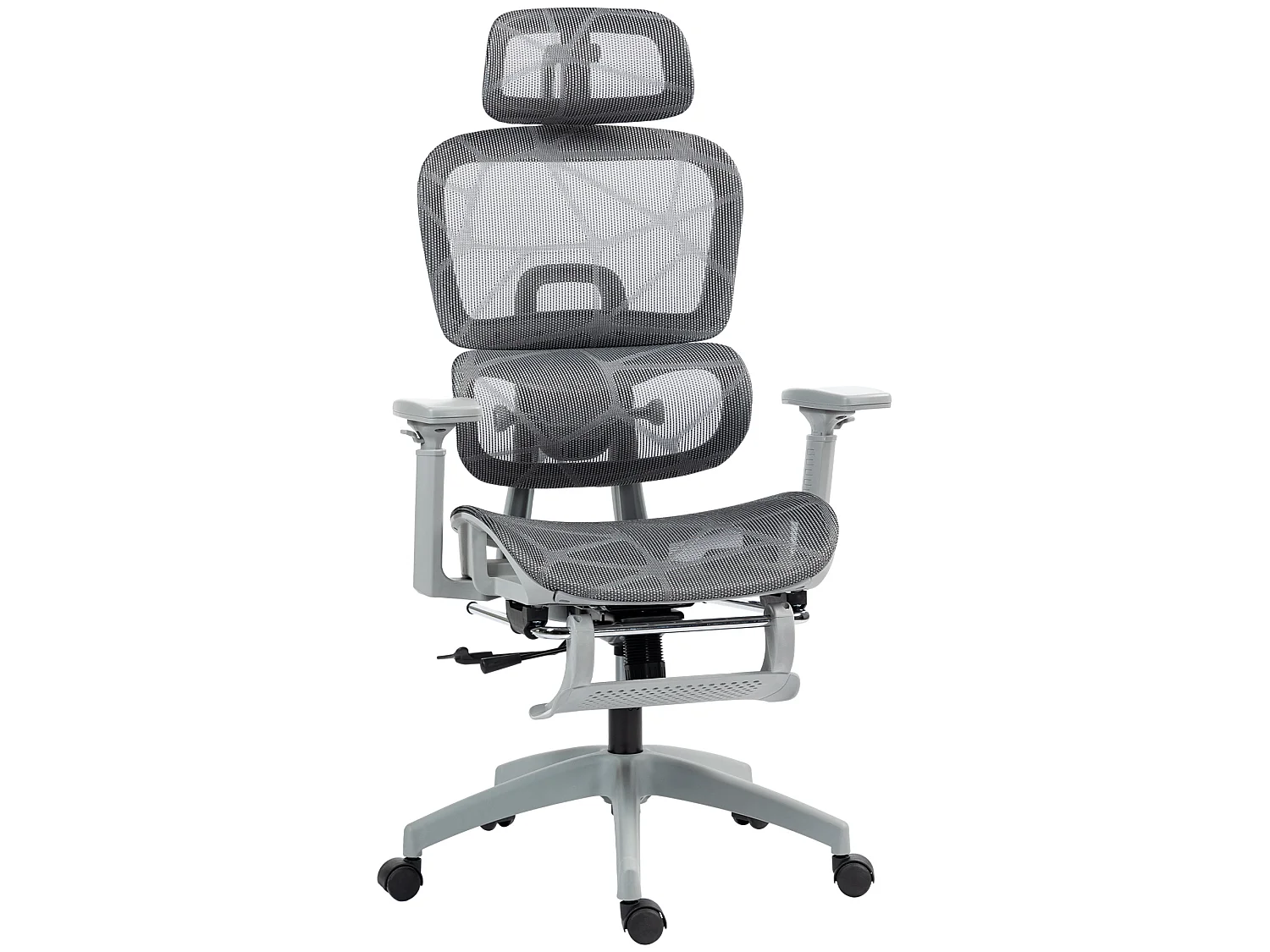 Fauteuil de bureau accoudoirs 3D dossier inclinable tissu maille gris