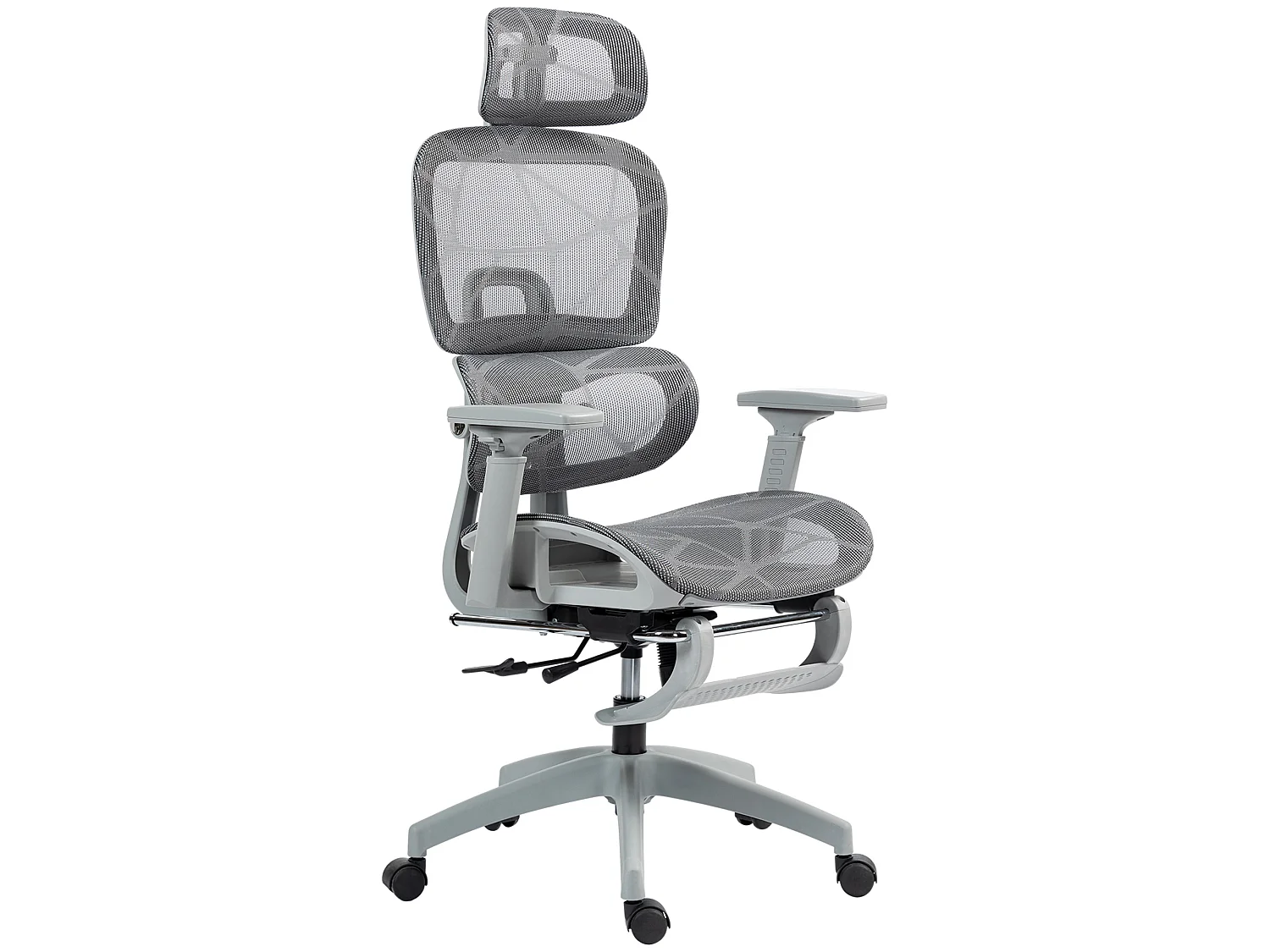 Fauteuil de bureau accoudoirs 3D dossier inclinable tissu maille gris