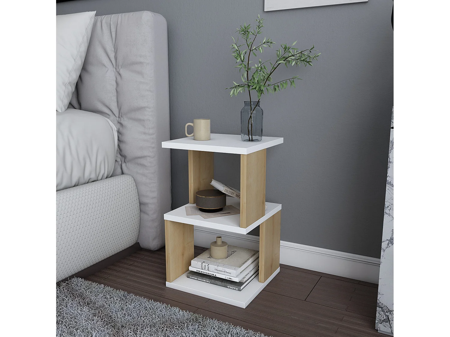 Houten nachtkastje "Carter" - 30 x 30 x 49 cm - Wit