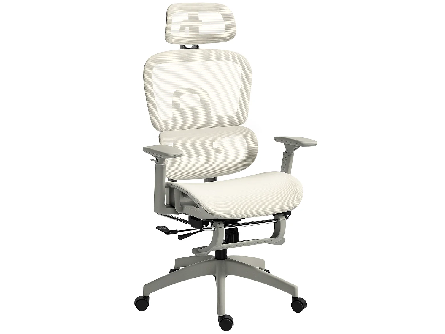 Fauteuil de bureau accoudoirs 3D dossier inclinable tissu maille écru