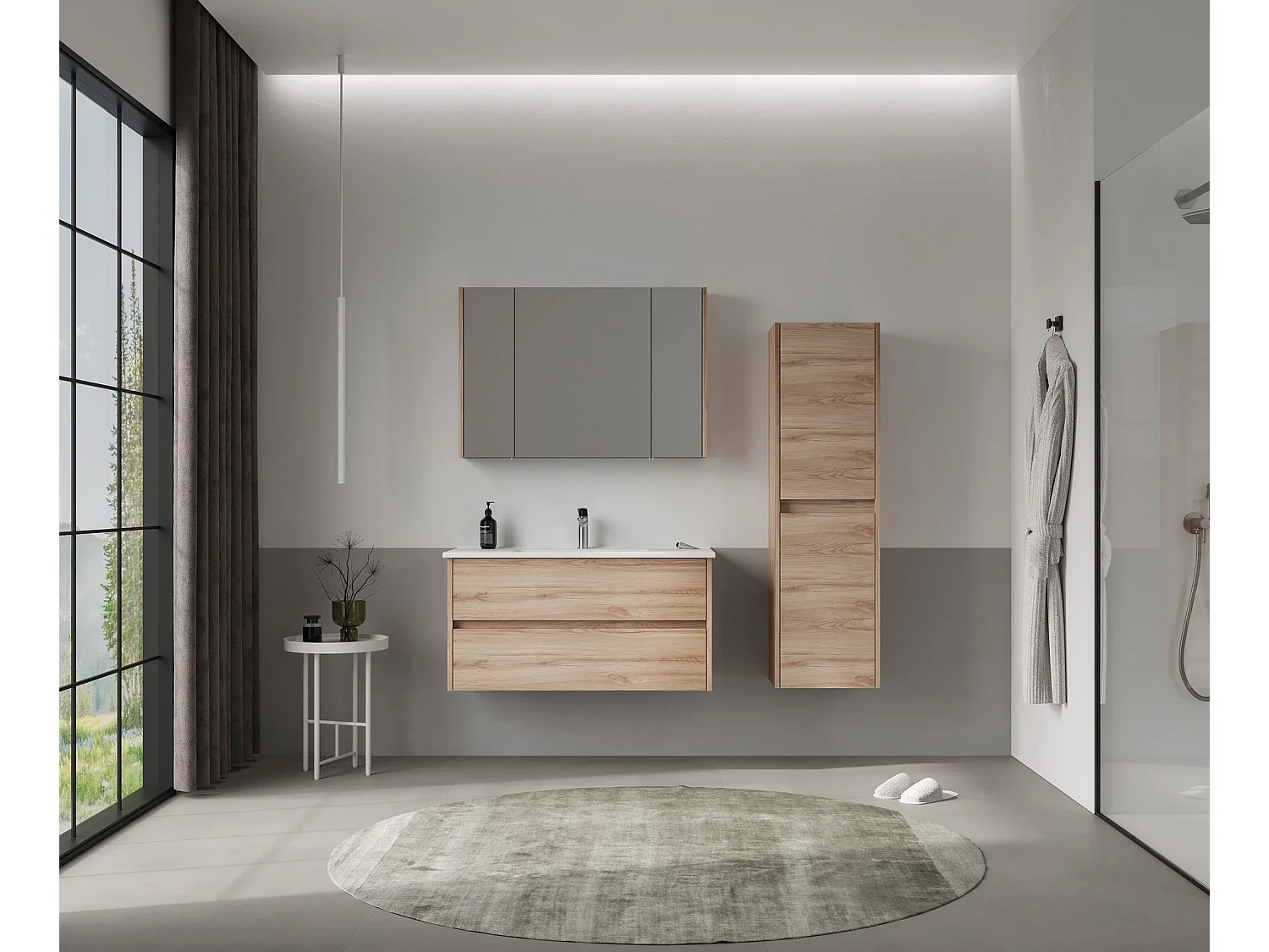 Armoire de Salle de Bain "Side 40" - 40 x 27 x 138 cm - Oak