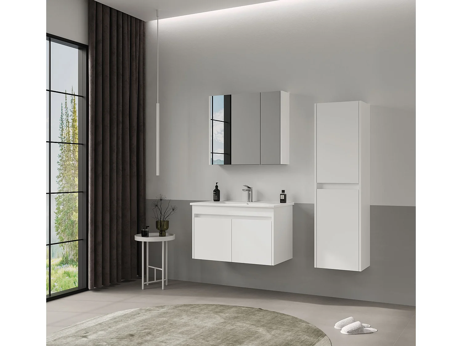 Armoire de Salle de Bain "Side 40" - 40 x 27 x 138 cm - Matte White