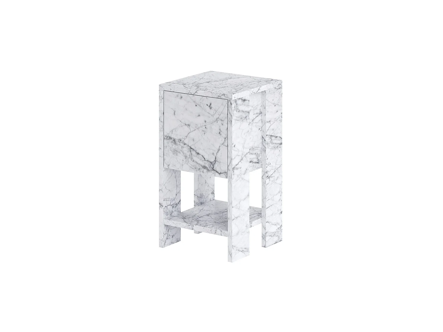 Modernt Trä Nattduksbord "Ema" 30 x 30 x 55 cm - Carrara Marmor Finish