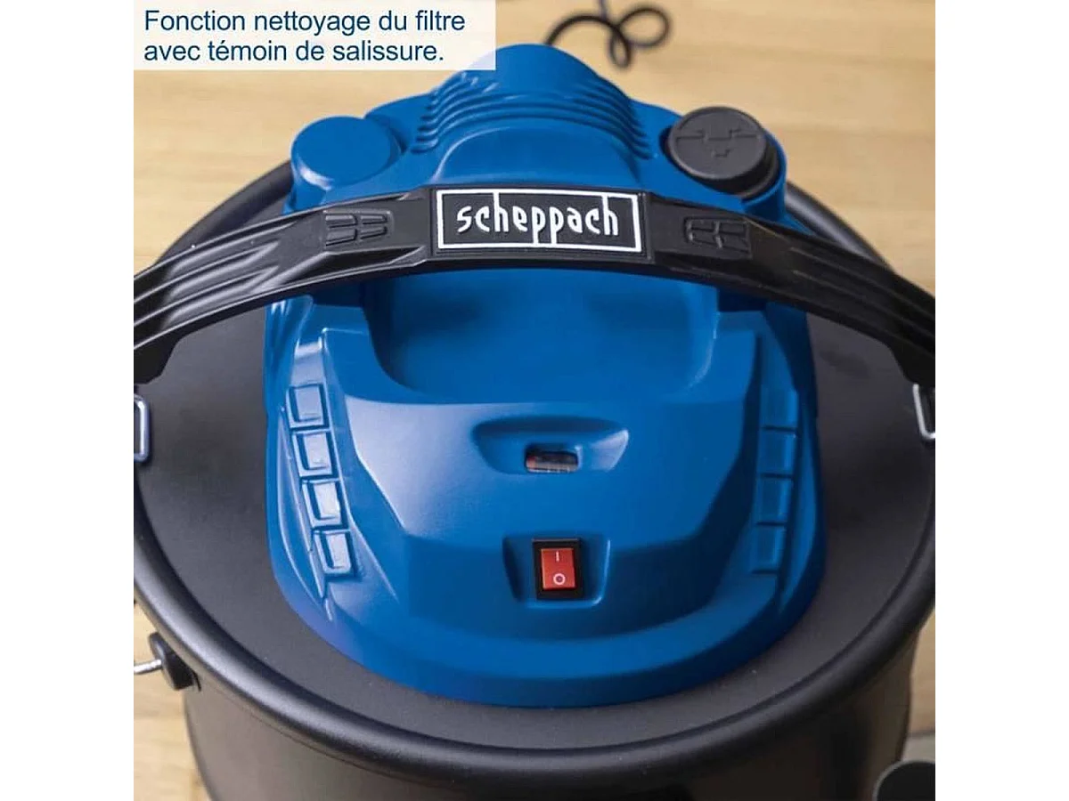 Scheppach AVC25 Aspirateur à cendres 1300W, cuve 20 L avec fonction soufflerie