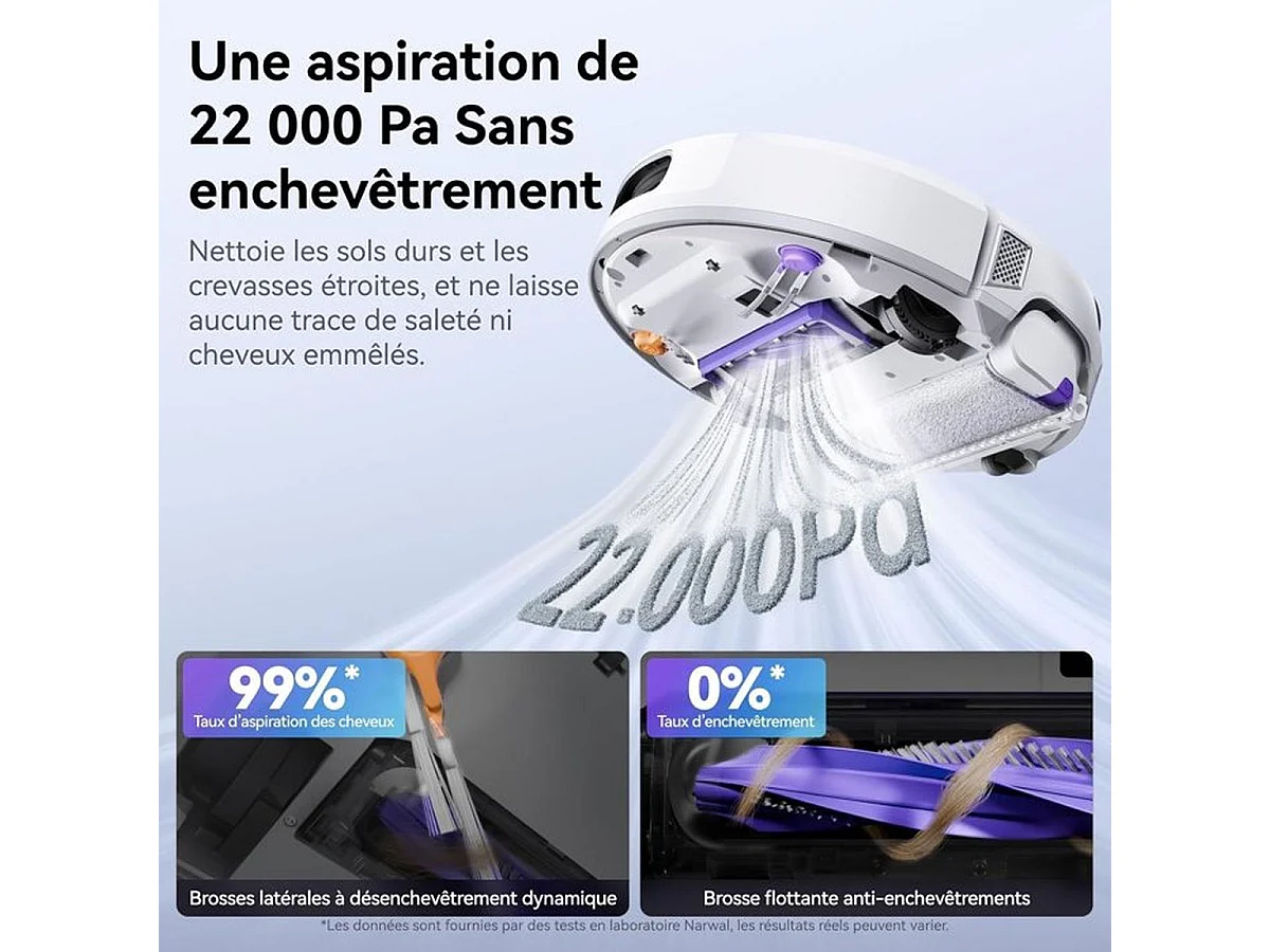 NARWAL Flow Aspirateur Laveur Robot Hybride – 22 000 Pa, Base FlowWash auto-nettoyante chauffée