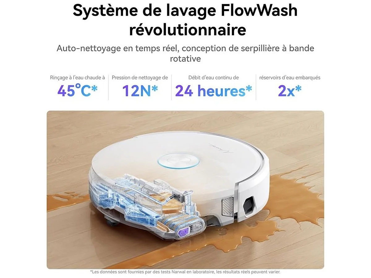 NARWAL Flow Aspirateur Laveur Robot Hybride – 22 000 Pa, Base FlowWash auto-nettoyante chauffée