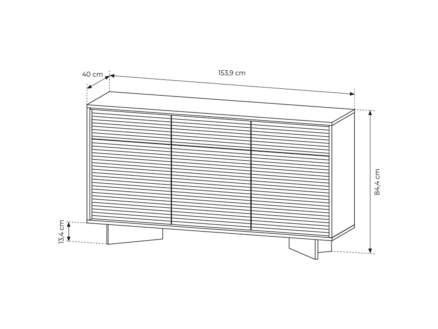 Commode - 153 cm - Chêne - Semi