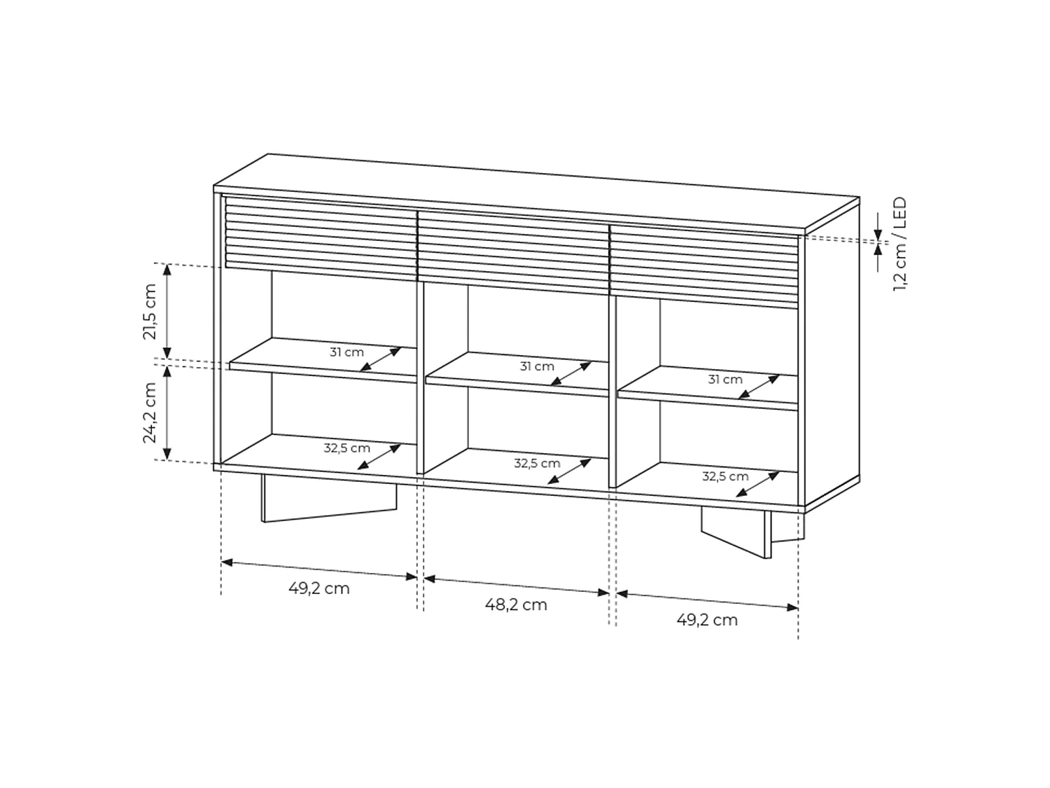 Commode - 153 cm - Chêne - Semi