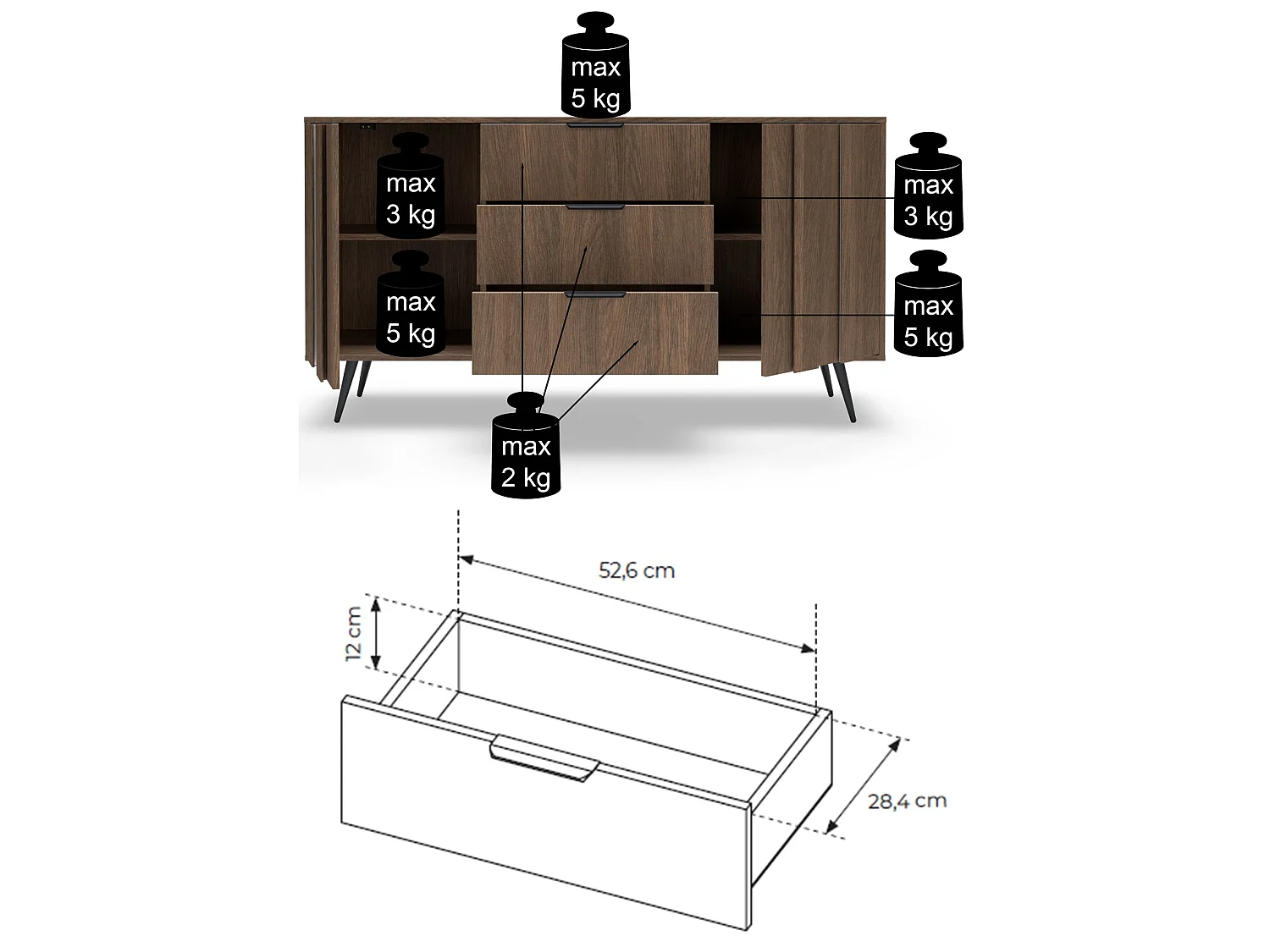 Commode - 153 cm - Chêne - Amaro