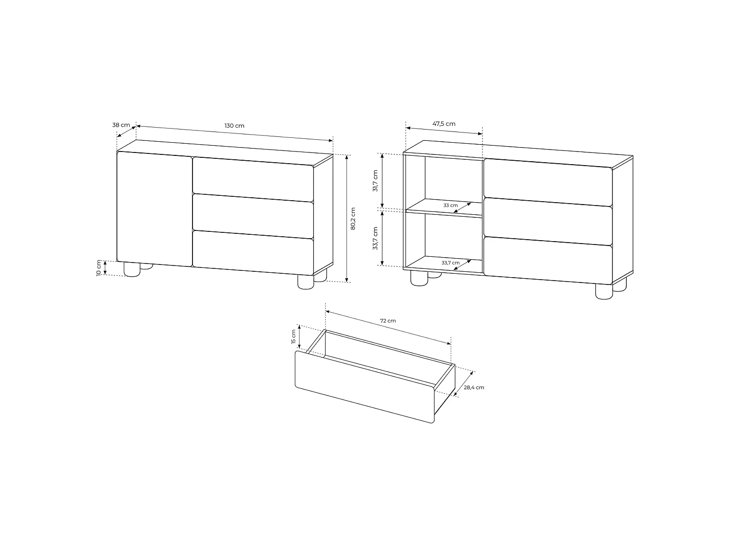 Dressoir, eiken, 130 cm – Lomo