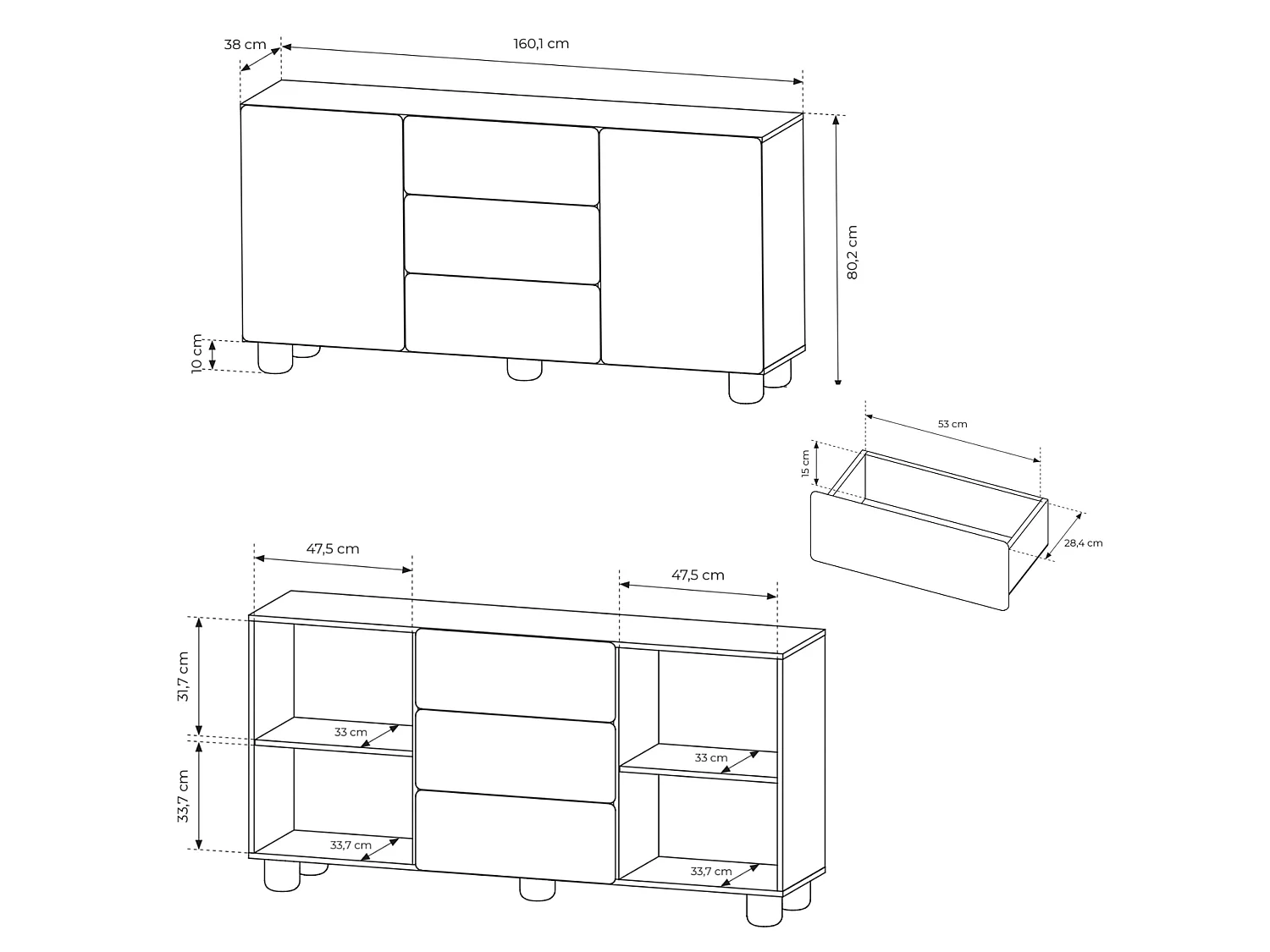 Commode - 160 cm - Chêne - Lomo