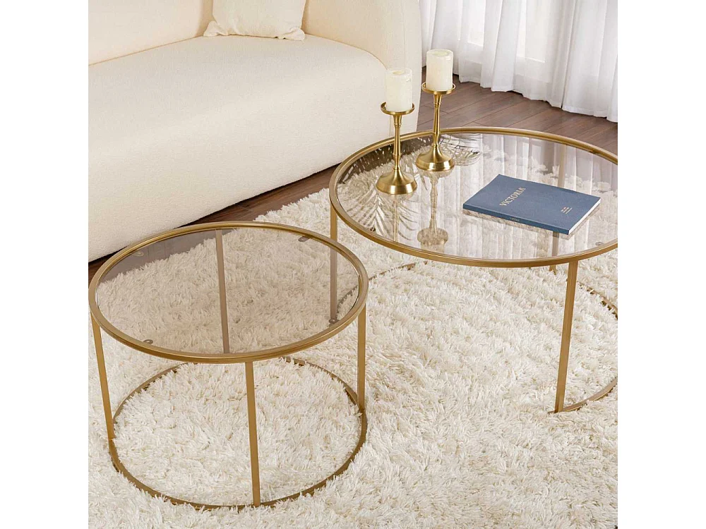 Couchtisch aus getempertem Glas und Metall Aurum Fumé 80