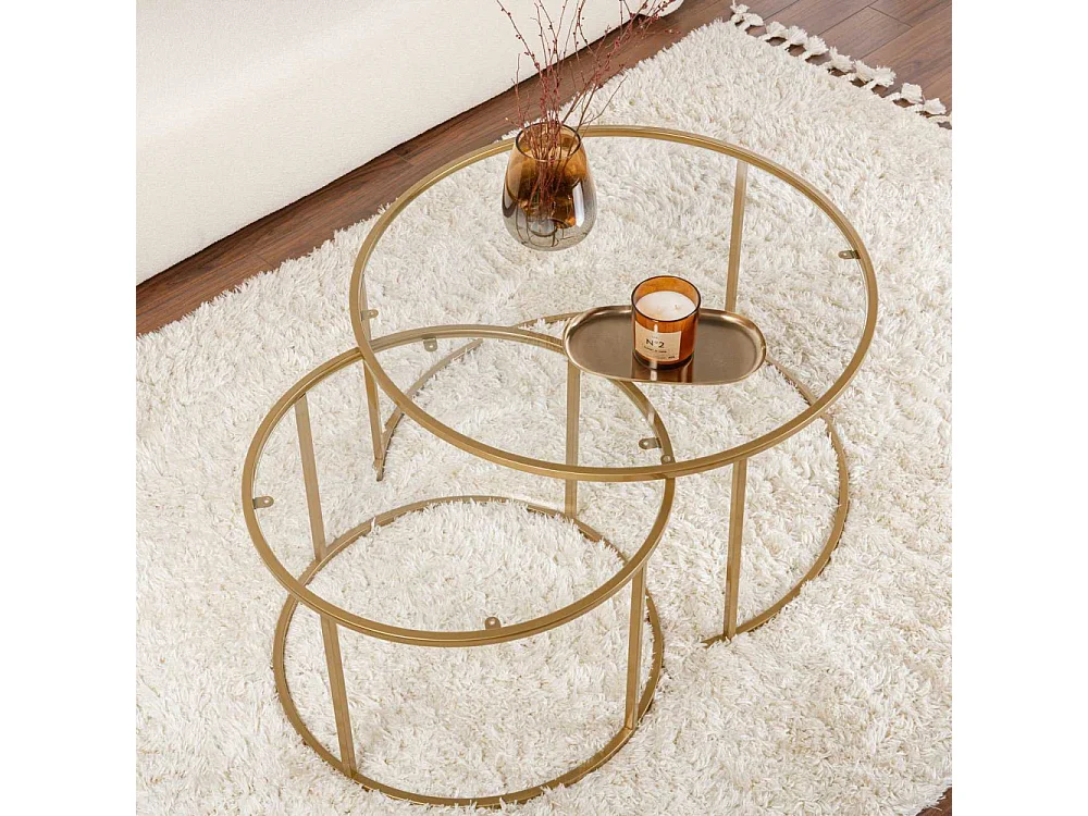 Set Couchtische aus schwarzem gehärtetem Glas Aurum Transparent 80