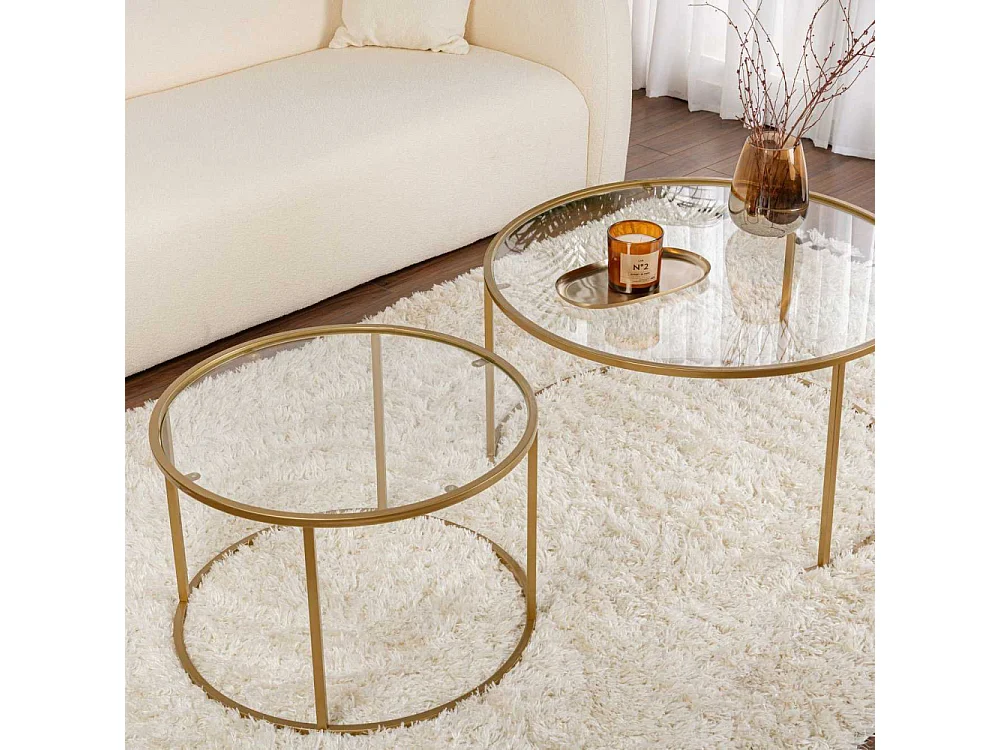 Set Couchtische aus schwarzem gehärtetem Glas Aurum Transparent 80