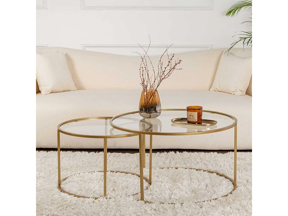 Set Couchtische aus schwarzem gehärtetem Glas Aurum Transparent 80
