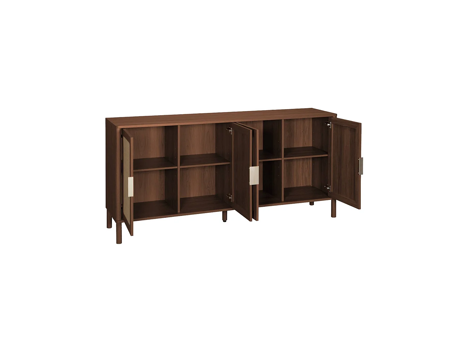 Aparador vintage de madera y rejilla decorativa con 4 puertas, 160cm