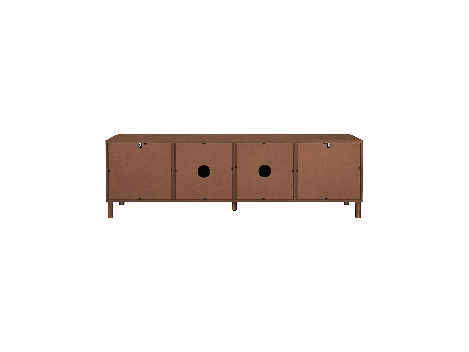 Mueble de tv vintage con decoración de madera y rejilla, 4 puertas,