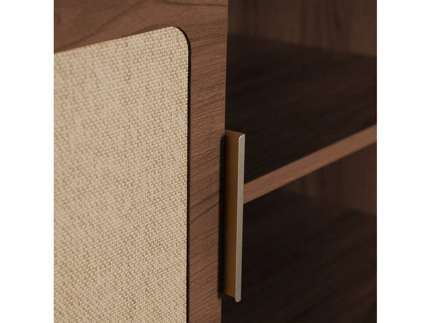 Meuble TV vintage décor bois et cannage 2 portes 120cm noyer - Etta