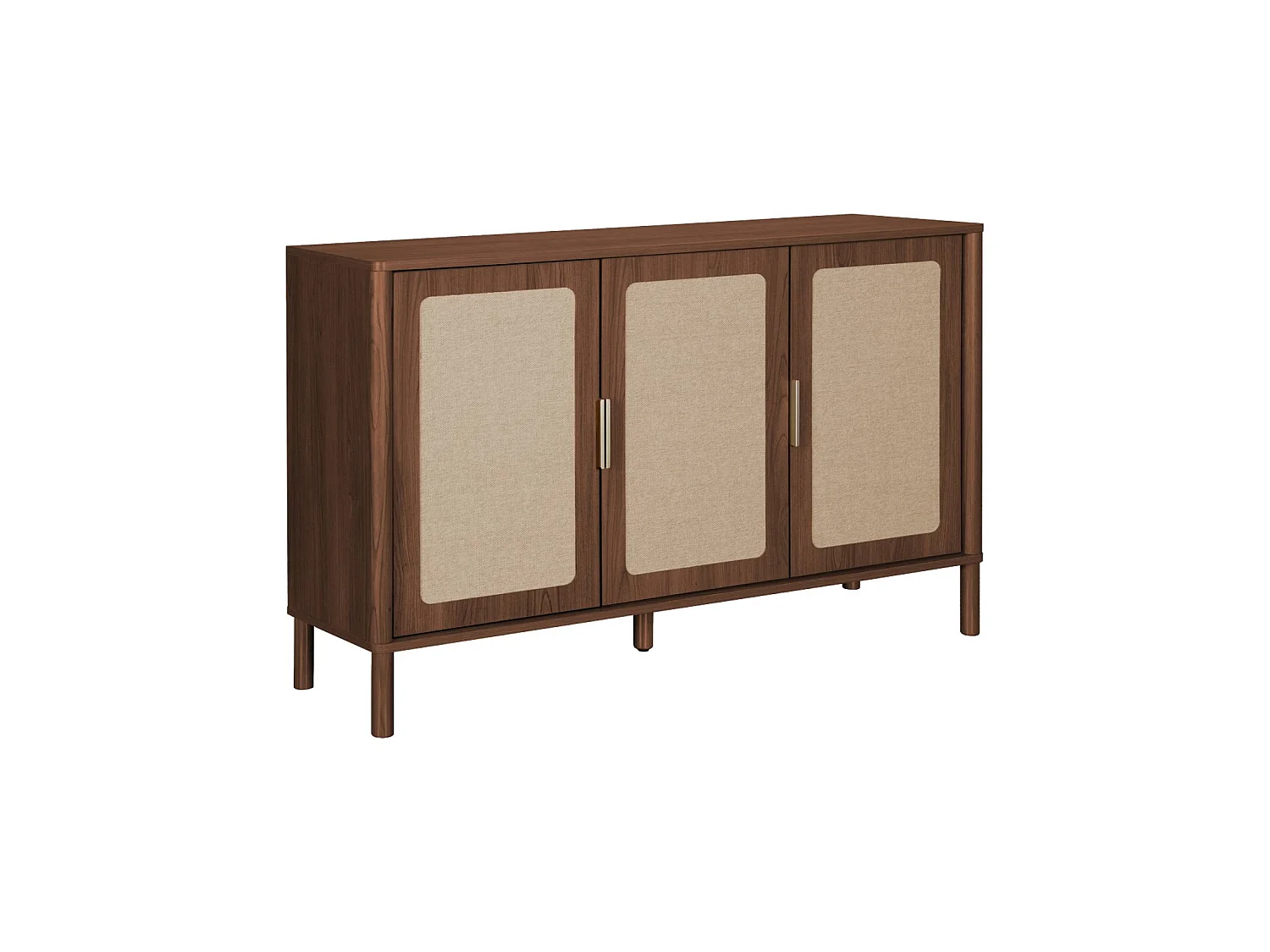 Buffet vintage décor bois et cannage 3 portes 120cm noyer - Etta