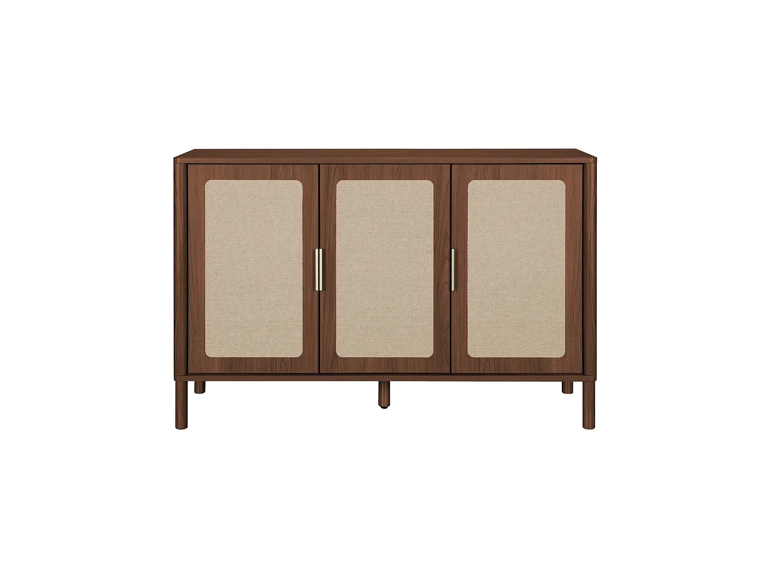 Buffet vintage décor bois et cannage 3 portes 120cm noyer - Etta