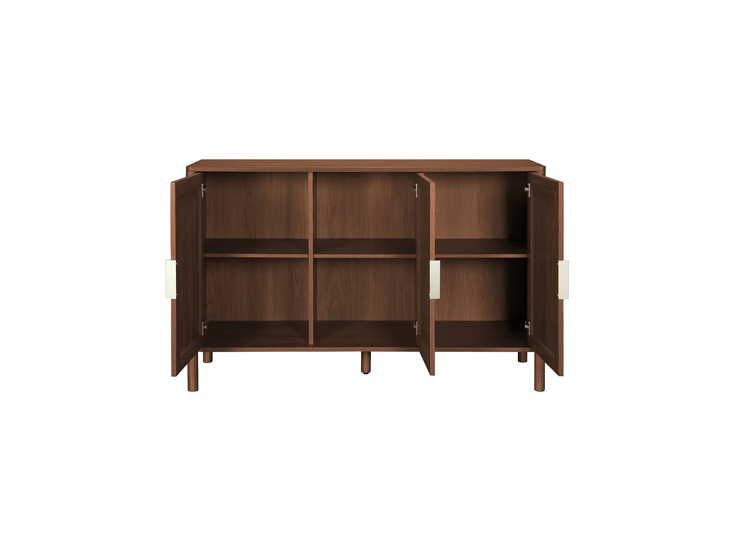 Buffet vintage décor bois et cannage 3 portes 120cm noyer - Etta