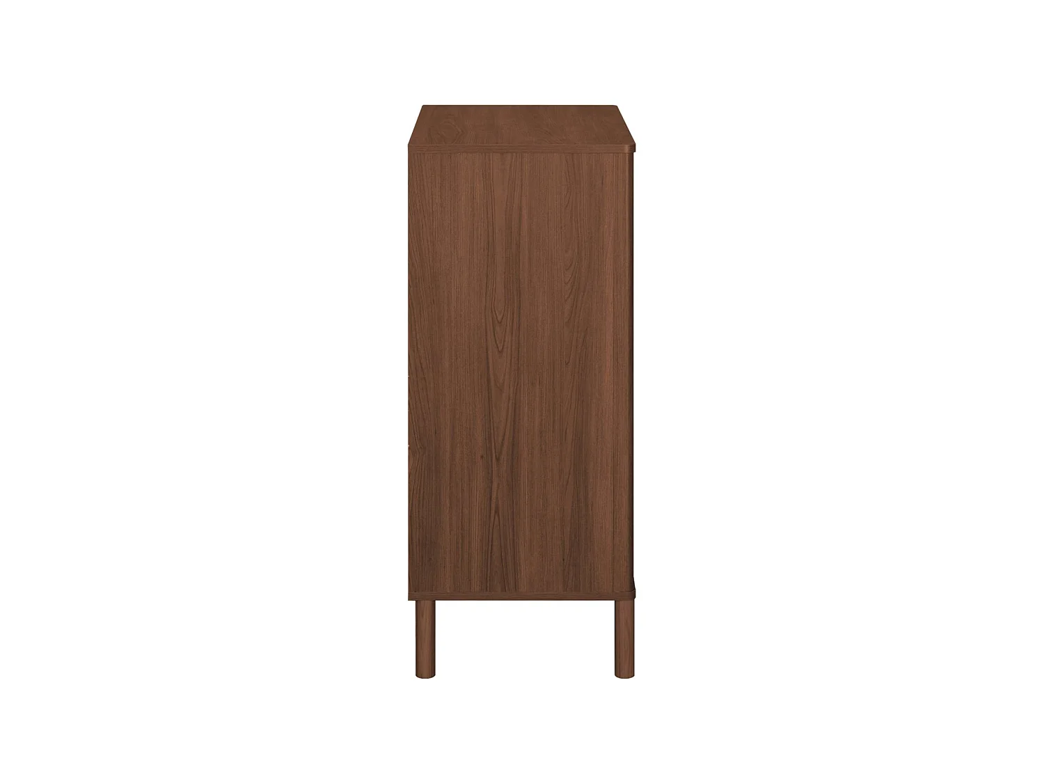 Commode vintage décor bois et cannage 4 tiroirs noyer - Etta