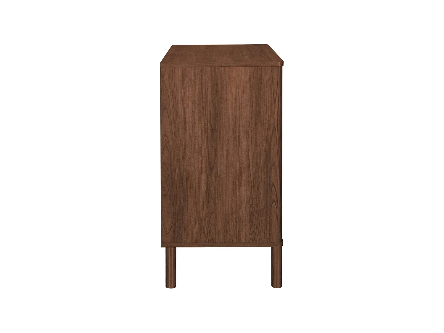 Commode vintage décor bois et cannage 3 tiroirs noyer - Etta