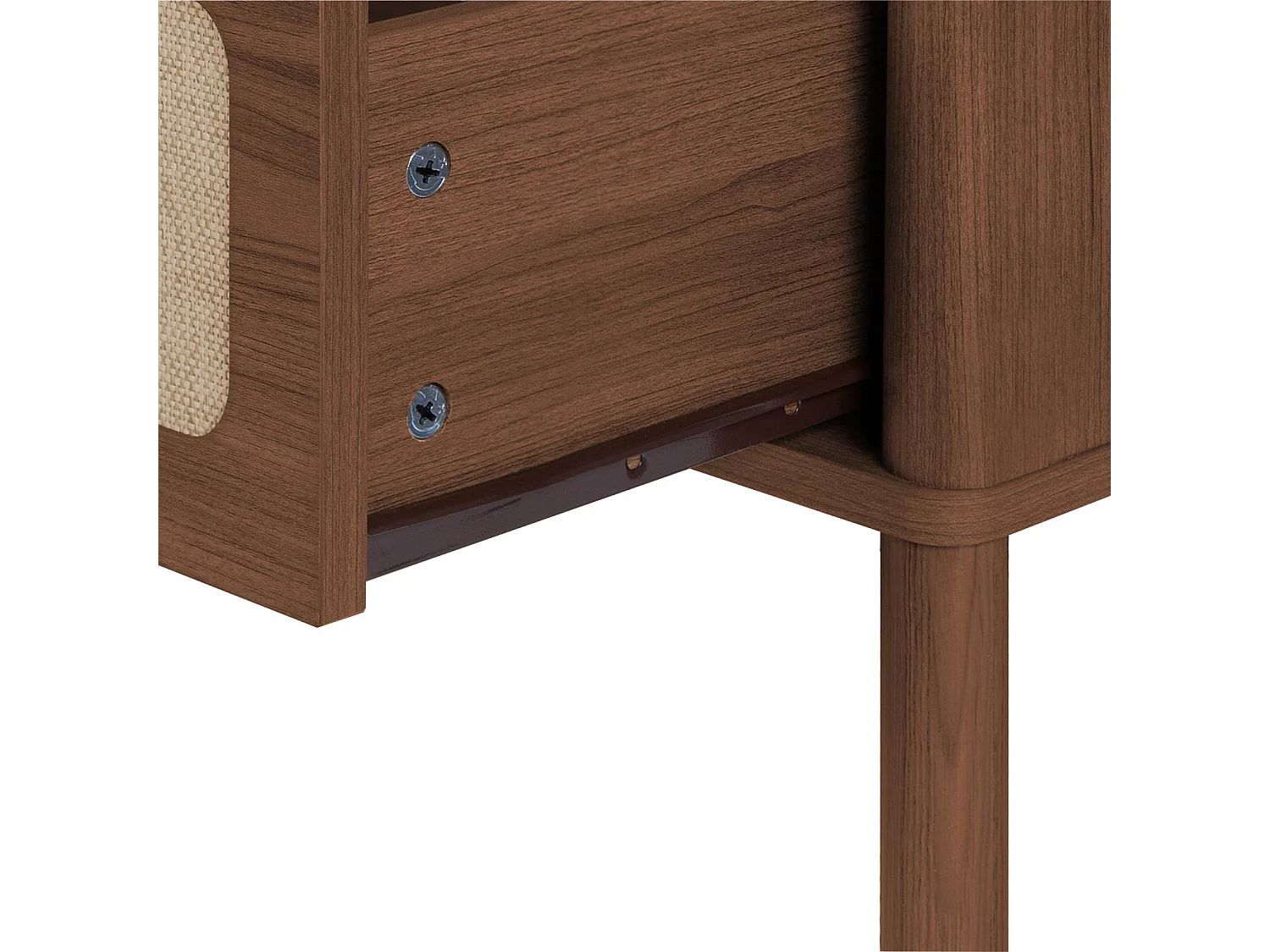 Commode vintage décor bois et cannage 3 tiroirs noyer - Etta