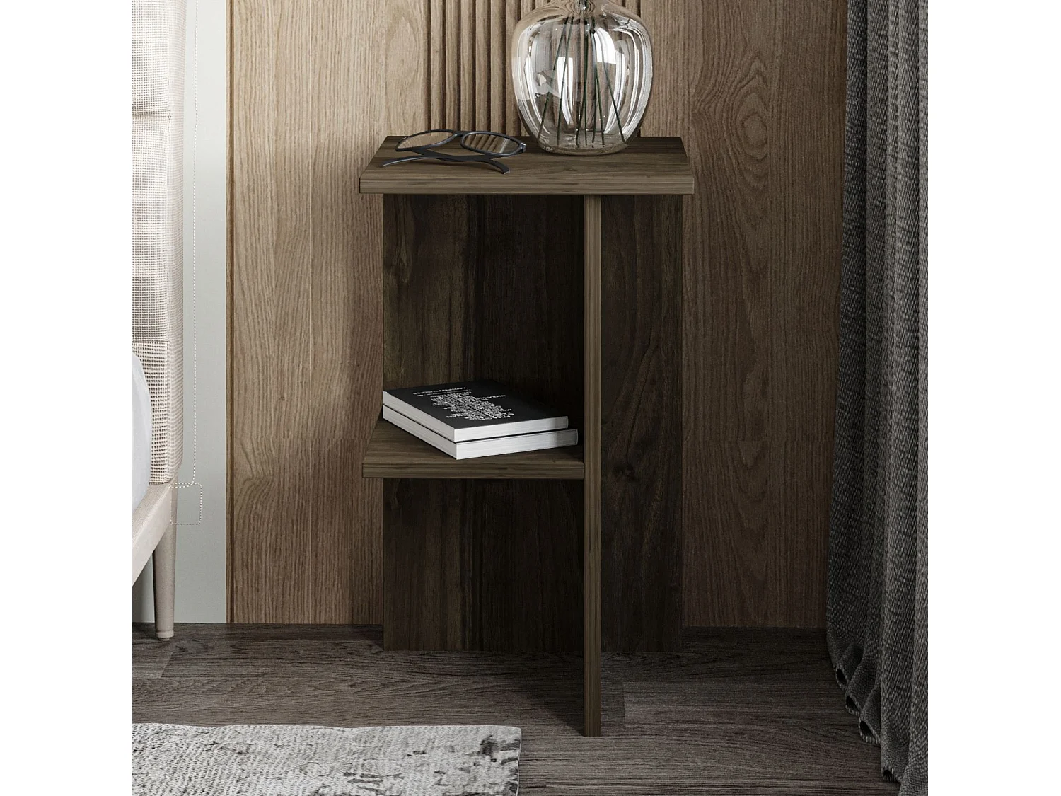 Table de chevet en bois "Leray" - 36 x 36 x 60 cm - Marron