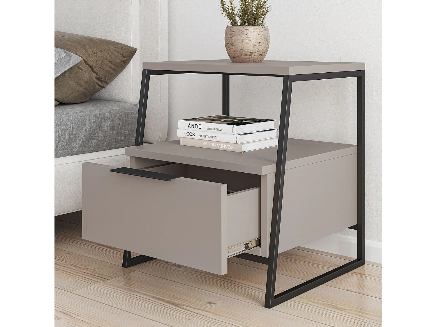 Table de chevet en bois "Pal" 45 x 41 x 50 cm - Mocha léger