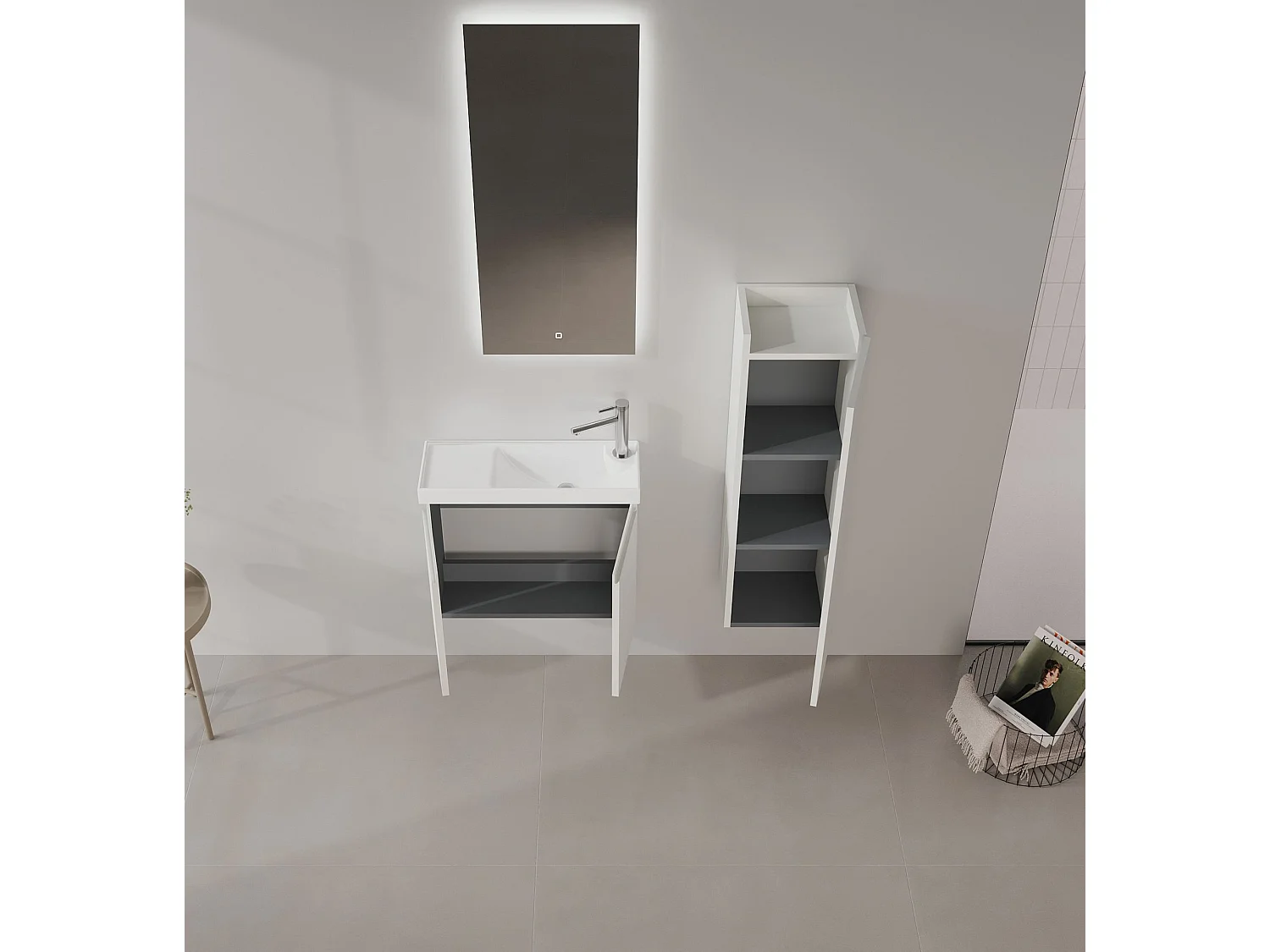 Wastafelmeubel "Ferla 60" - 60 x 22 x 50 cm - Matte Cashmere