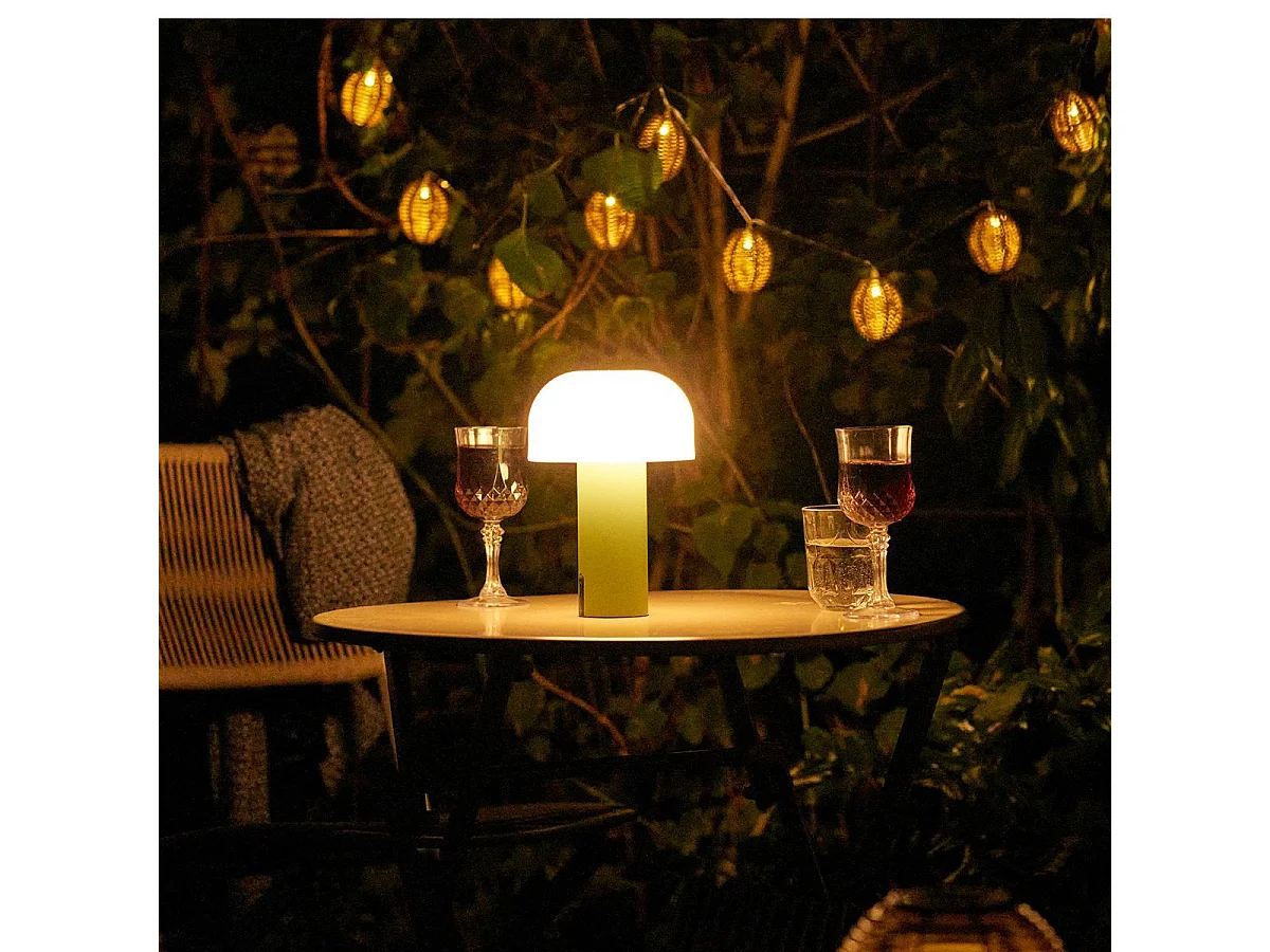 Lampe à poser extérieure rechargeable en polypropylène vert et blanc - SOLAM