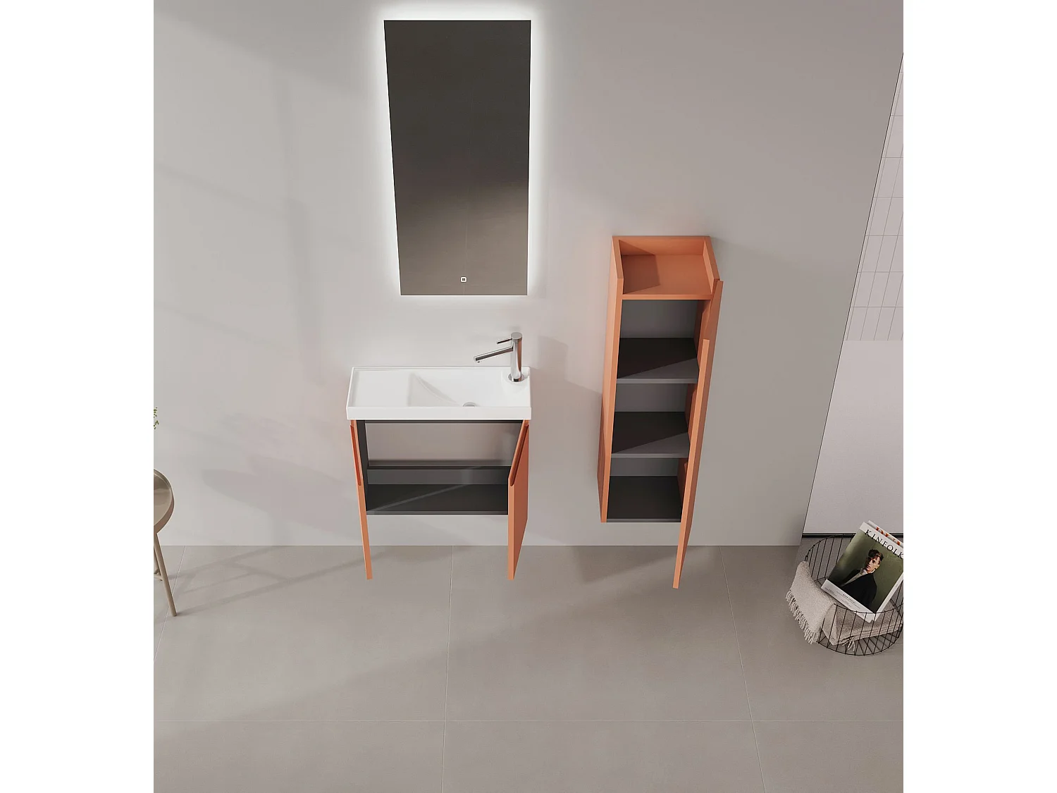 Wastafelmeubel "Ferla 60" - 60 x 22 x 50 cm - Matte Cinnamon