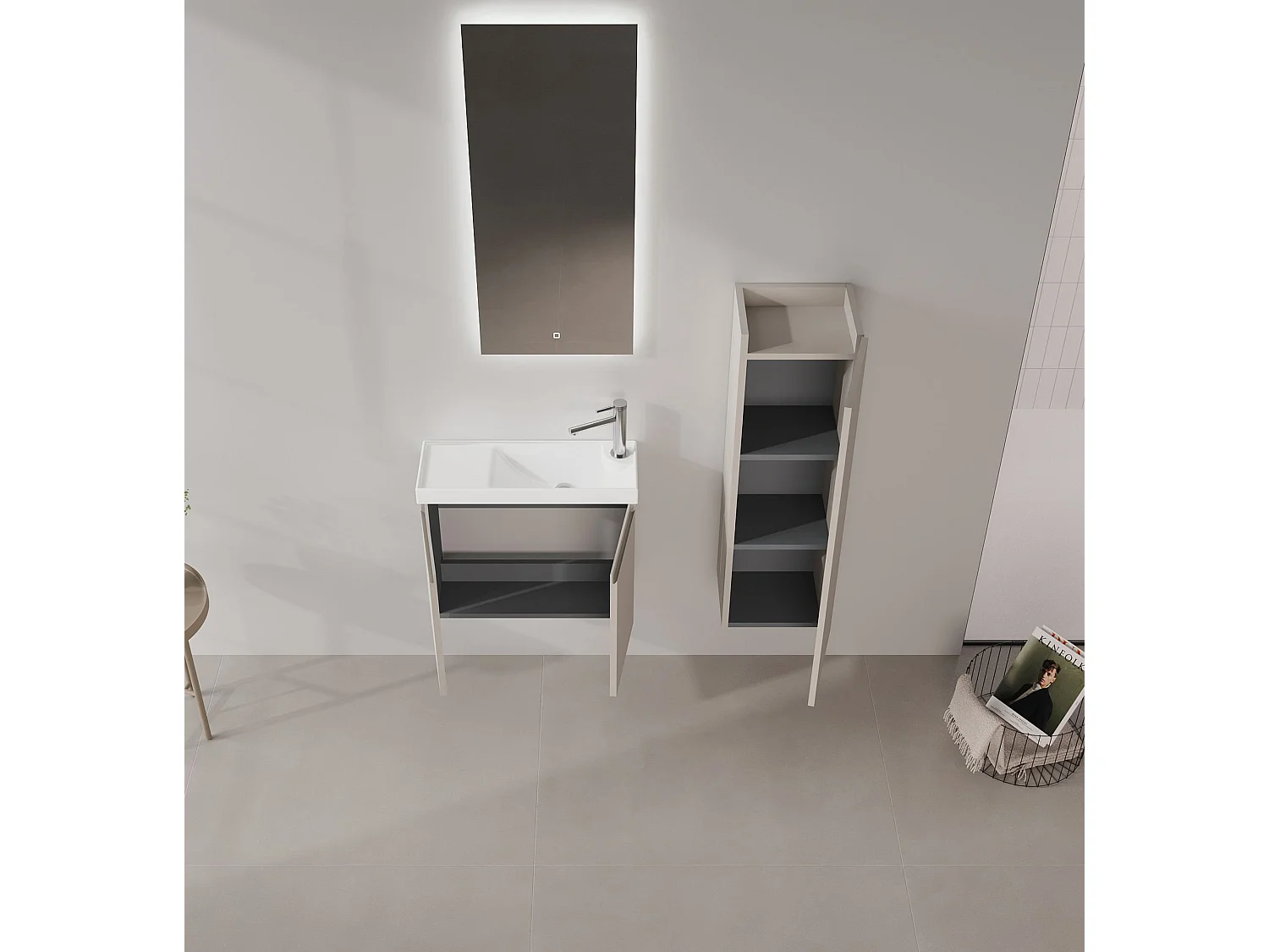 Wastafelmeubel "Ferla 60" - 60 x 22 x 50 cm - Matte Mink