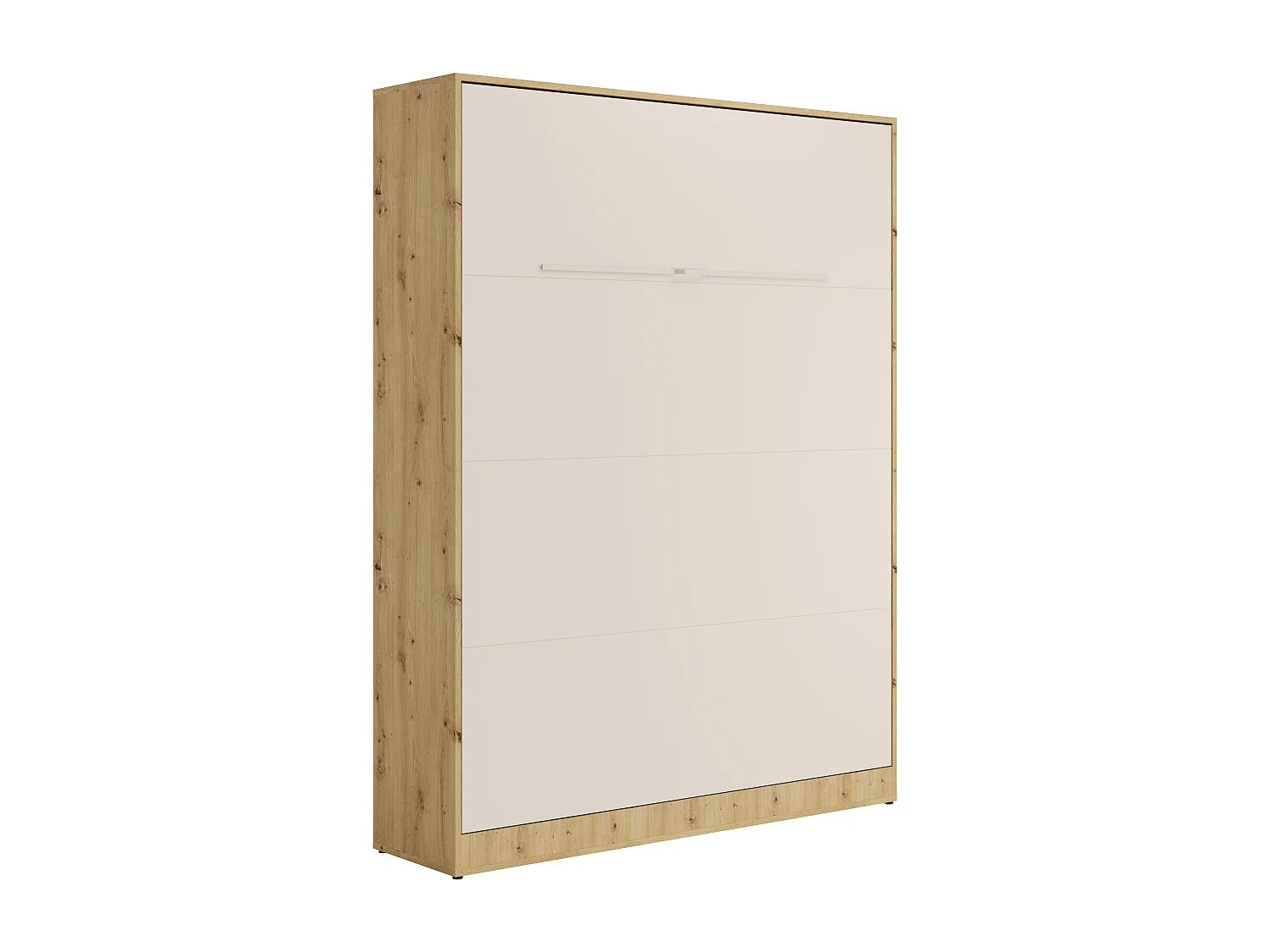 Lit escamotable 140 x 200 cm - Ouverture verticale manuelle - Avec LEDs – Beige et naturel + Matelas - RAPILI