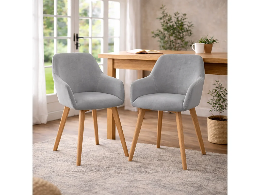Lot de 2 chaises – Toucher velours – Design élégant