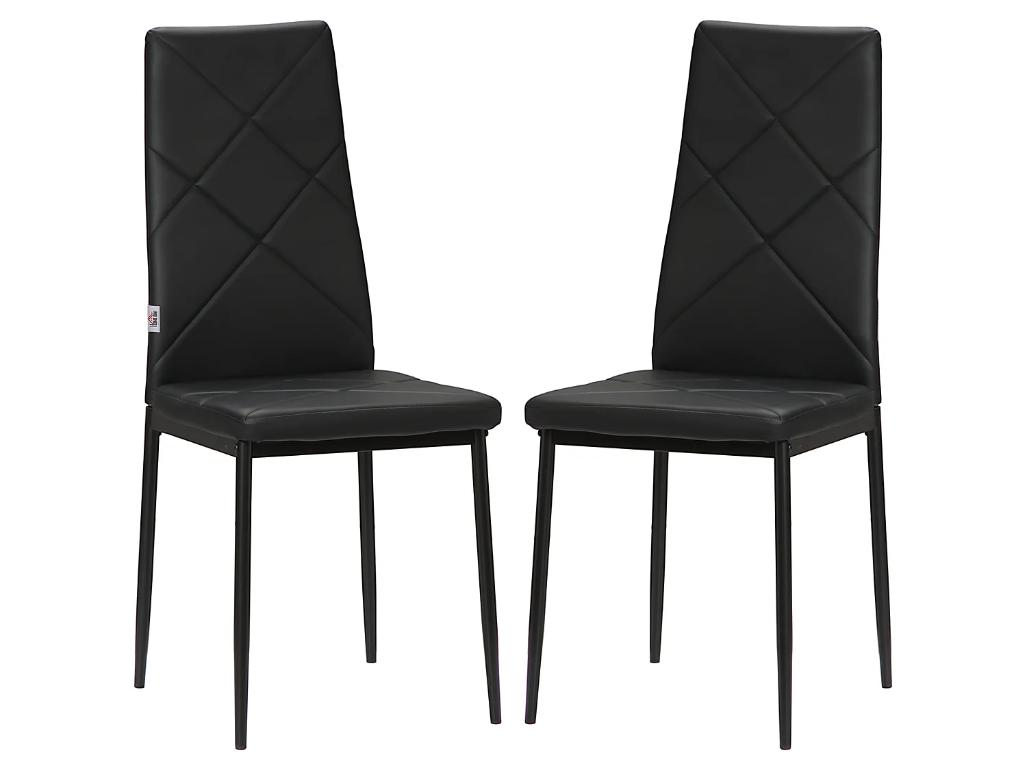 Lot de 2 chaises de salle à manger style Chesterfield acier synthétique noir