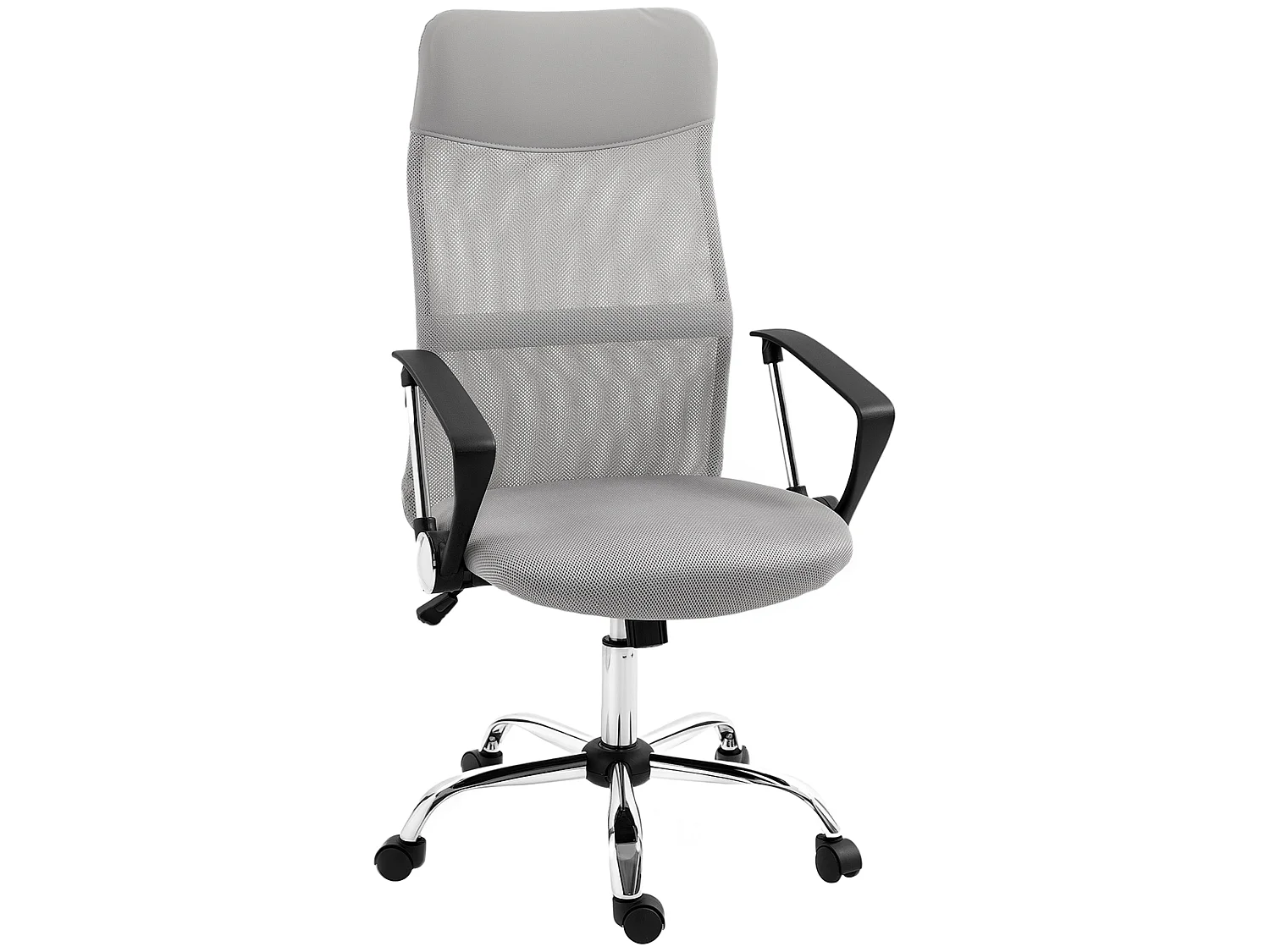 Fauteuil de bureau manager design réglable piètement acier chromé accoudoirs noir maille gris