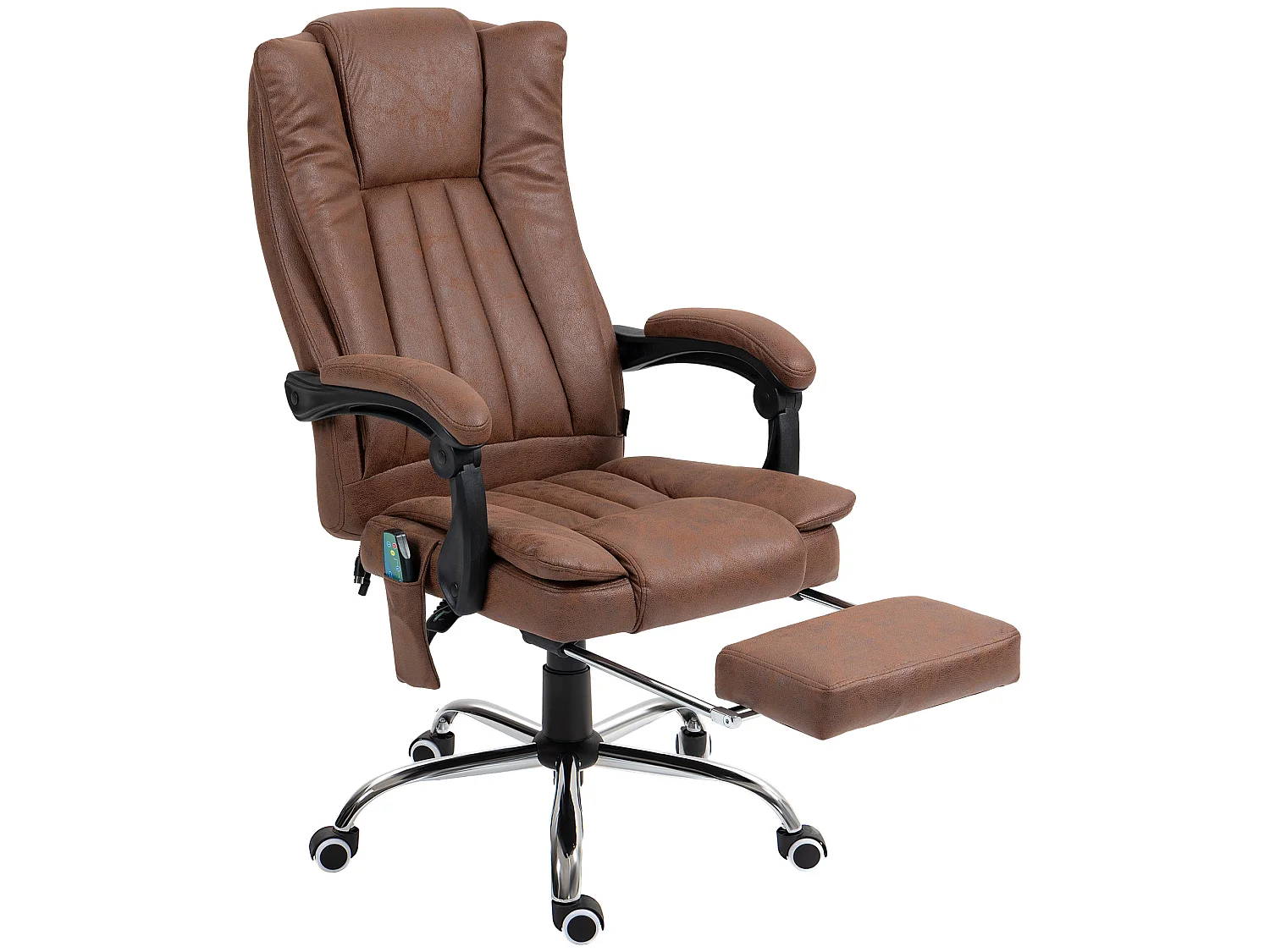 Fauteuil de bureau massant chauffant inclinable repose-pieds rétractable effet cuir vieilli