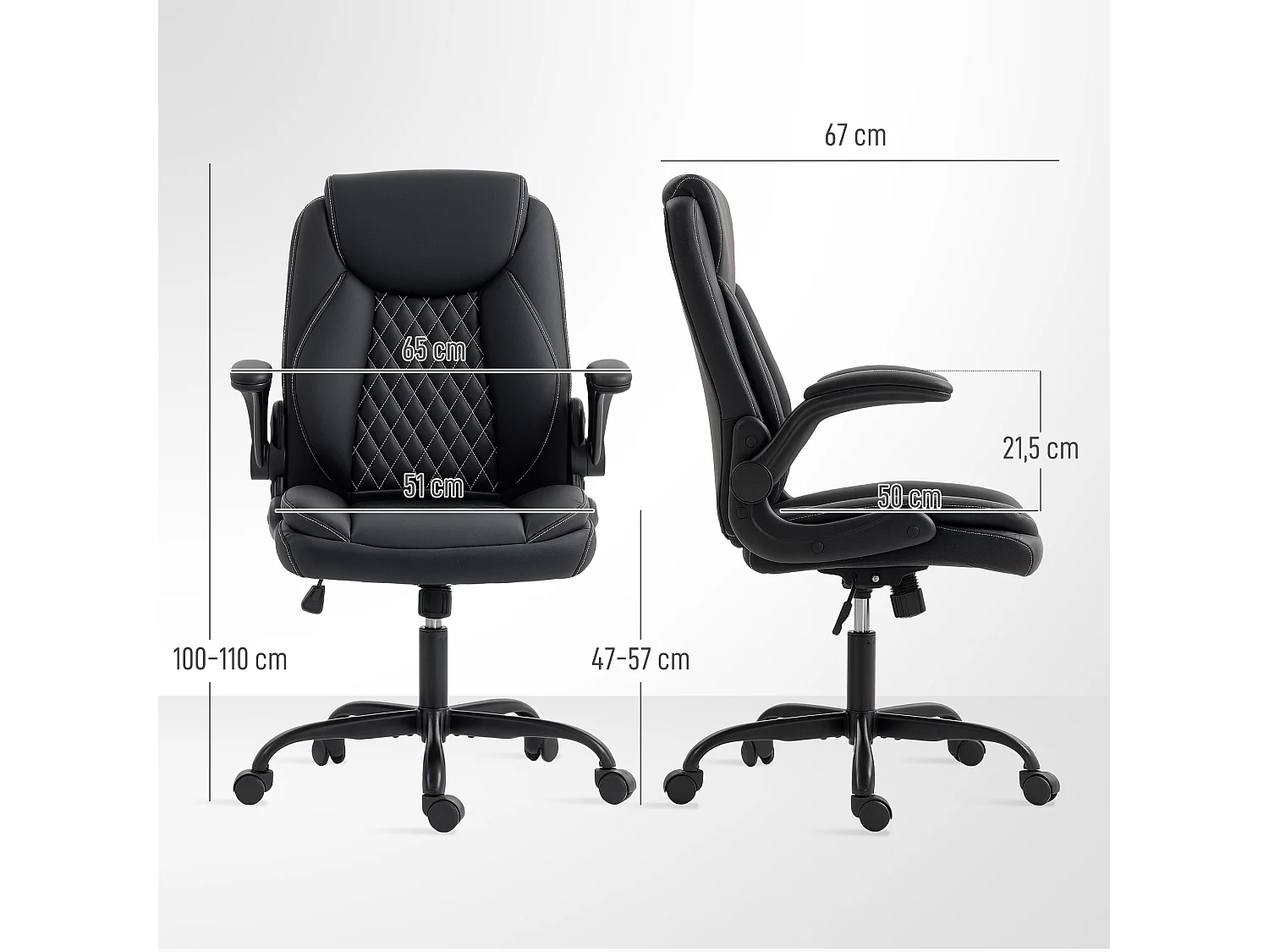 Fauteuil de bureau manager Chesterfield accoudoirs relevables noir