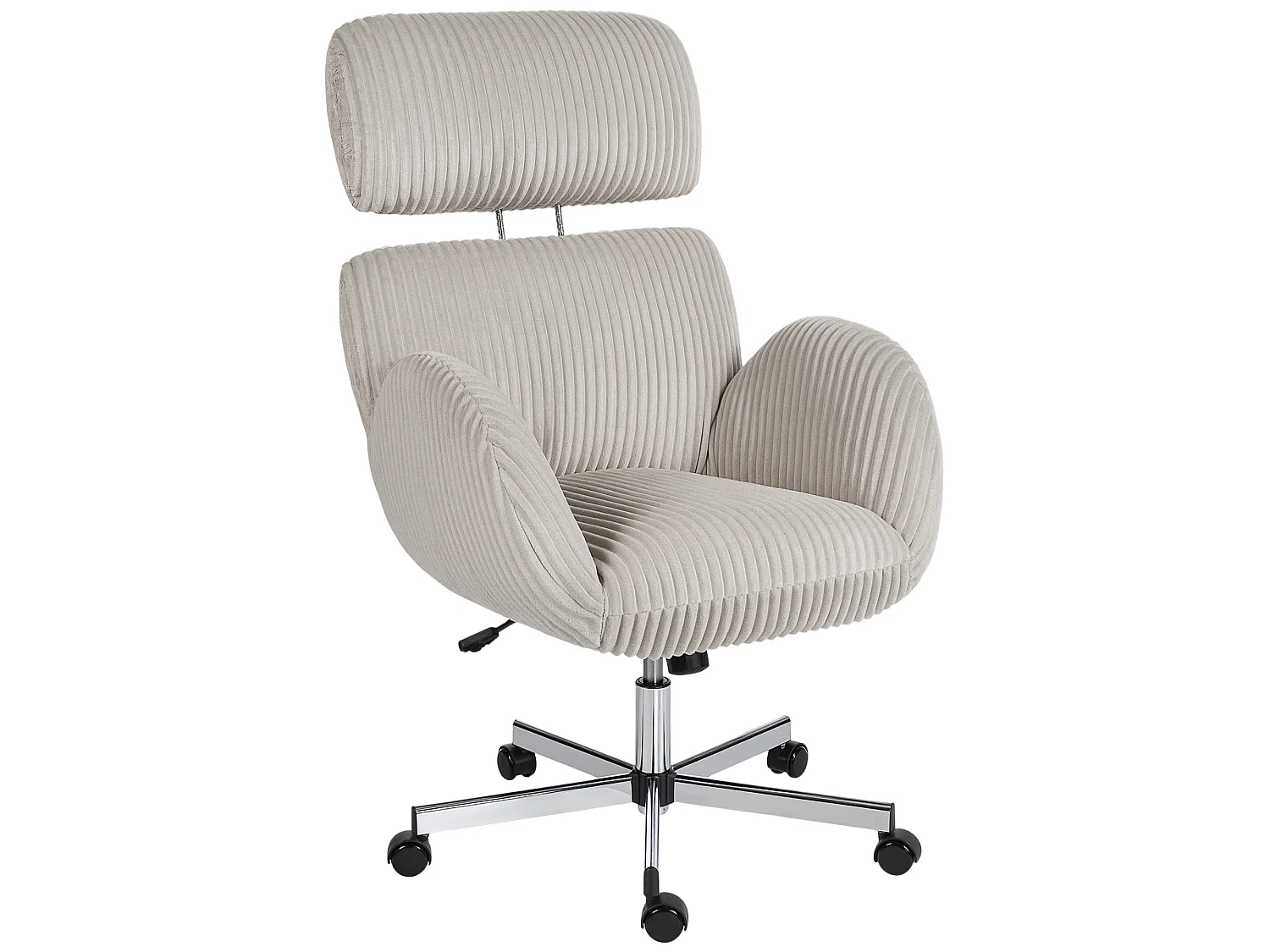 Chaise bureau design velours côtelé gris clair